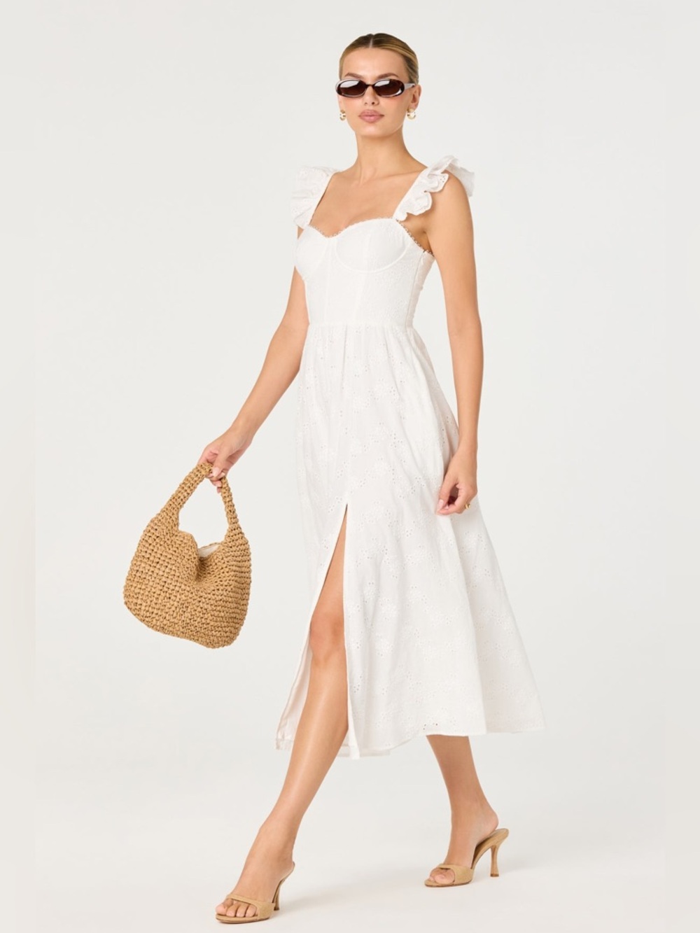 🔑 ASTR smocked bodice midi/maxi with eyelet hem